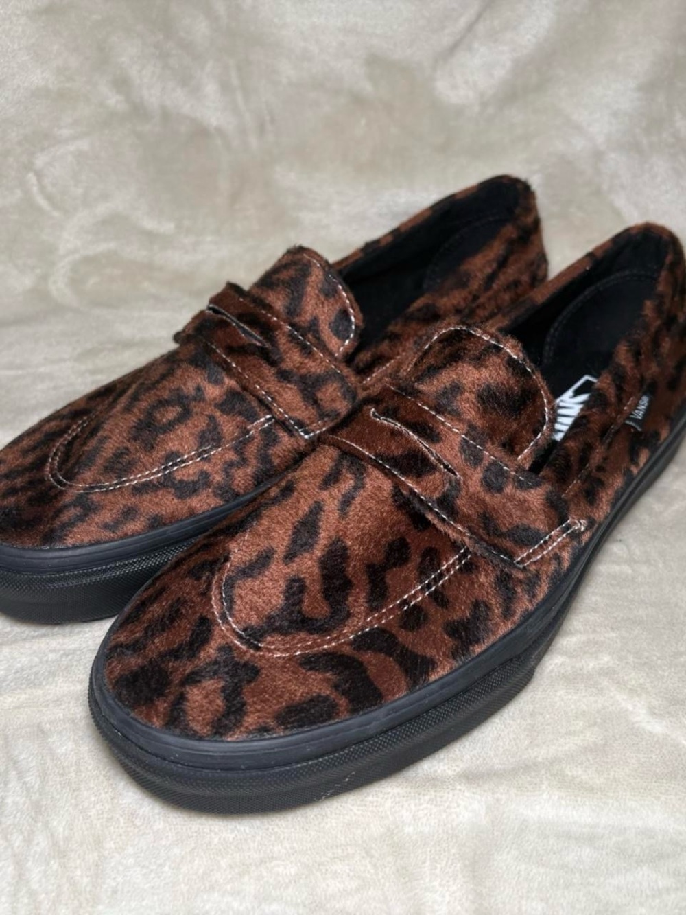 Never worn Vans Brown & Black Leopard Print Slip-On Loafers